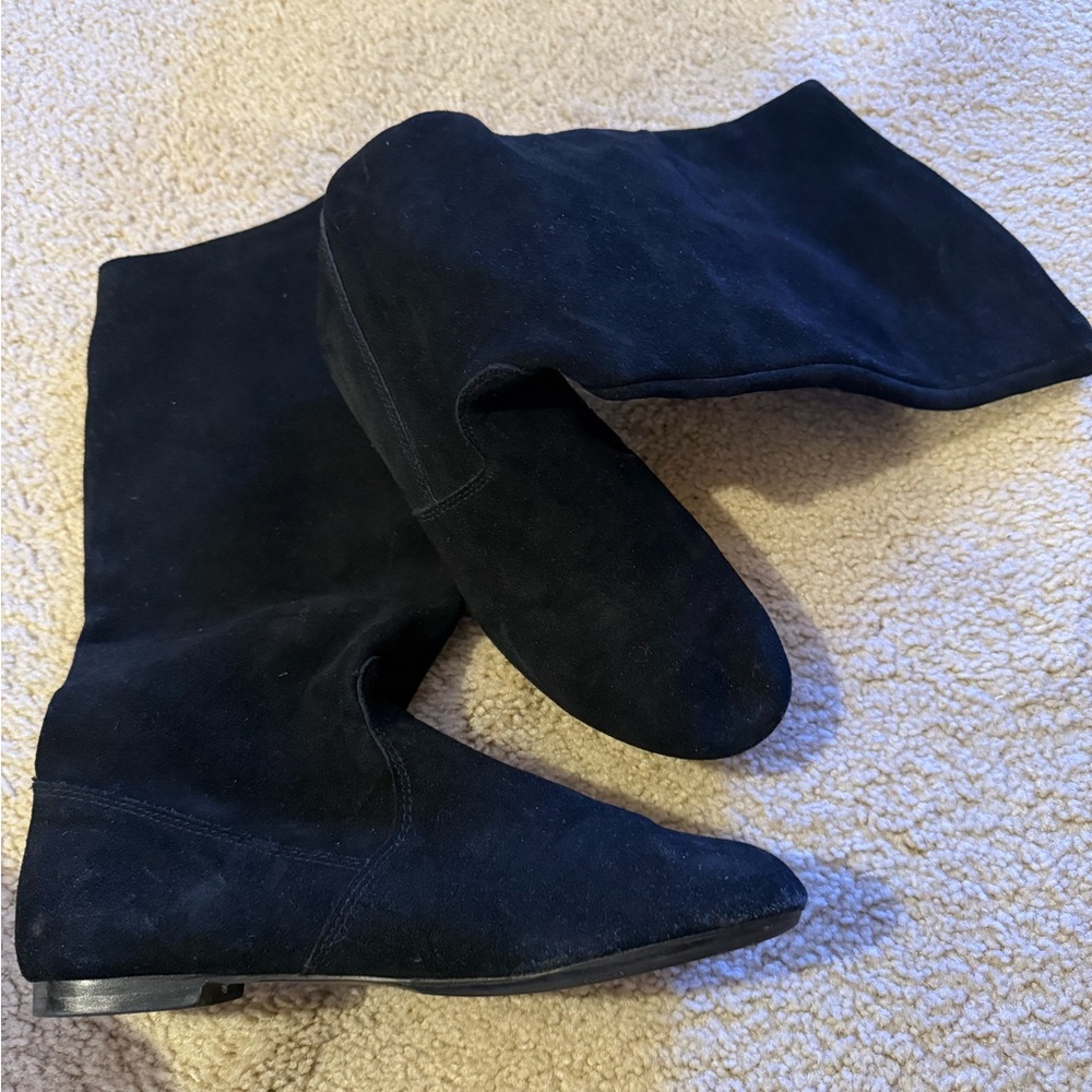 Style & Co. Black Suede Knee High Flat Boots